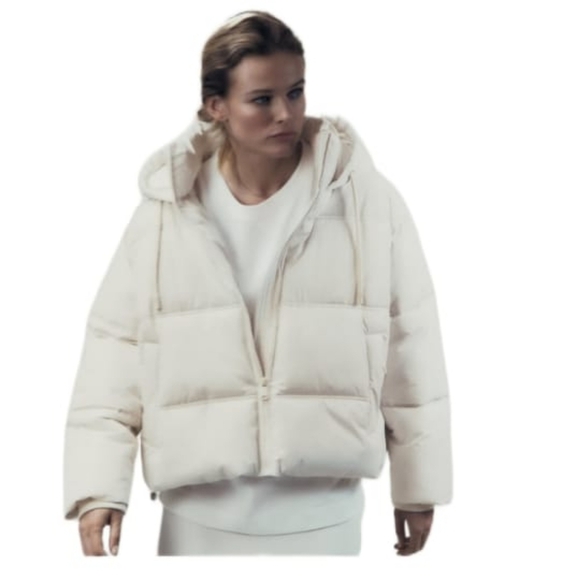 ZARA HOODED PUFFER JACKET ECRU | 3046/223 - Picture 1 of 12